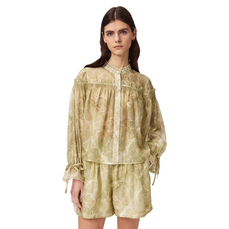 AllSaints Delphine Relaxed Fit Gathered Shirt image number 0